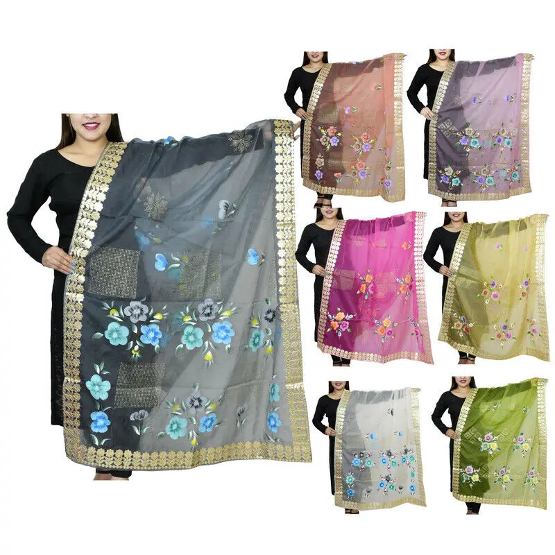 

Women's Dupatta Gota Patti Printed Organza Long Scarf Indian Ethnic European and American Fashion Trends