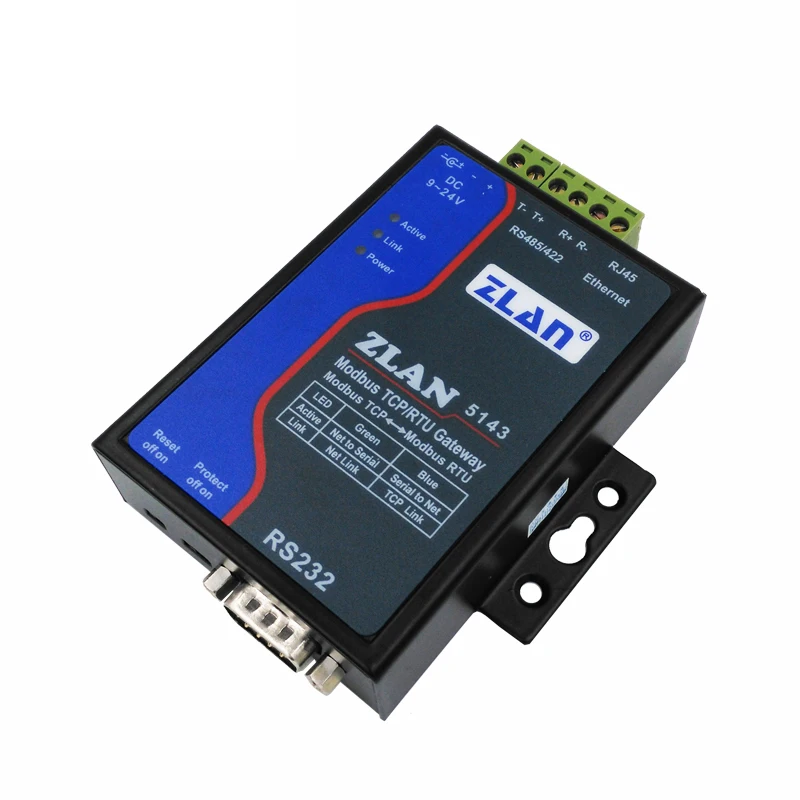 

ZLAN5143 Serial serve Modbus TCP/RTU gateway data transfered between RS232/485/422 and TCP/IP