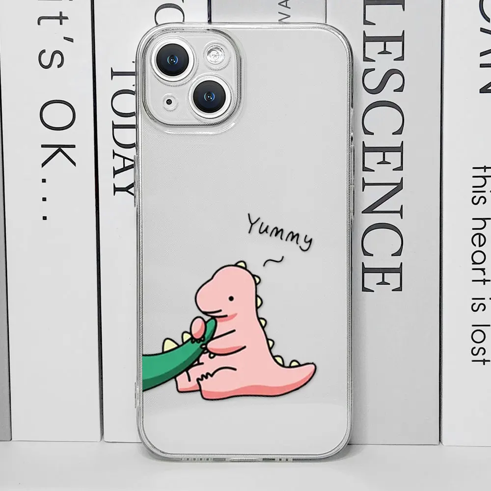 Cute Green Pink Dinosaur Couple Clear Phone Case for IPhone 13 12 11 14 15 16 Pro MAX XS X SE2 7 8 Plus Soft Paired Cover Fundas Cute Green Pink Dinosaur Couple Clear Phone Case for IPhone 13 12 11 14 15 16 Pro MAX XS X SE2 7 8 Plus Soft Paired Cover Fundas