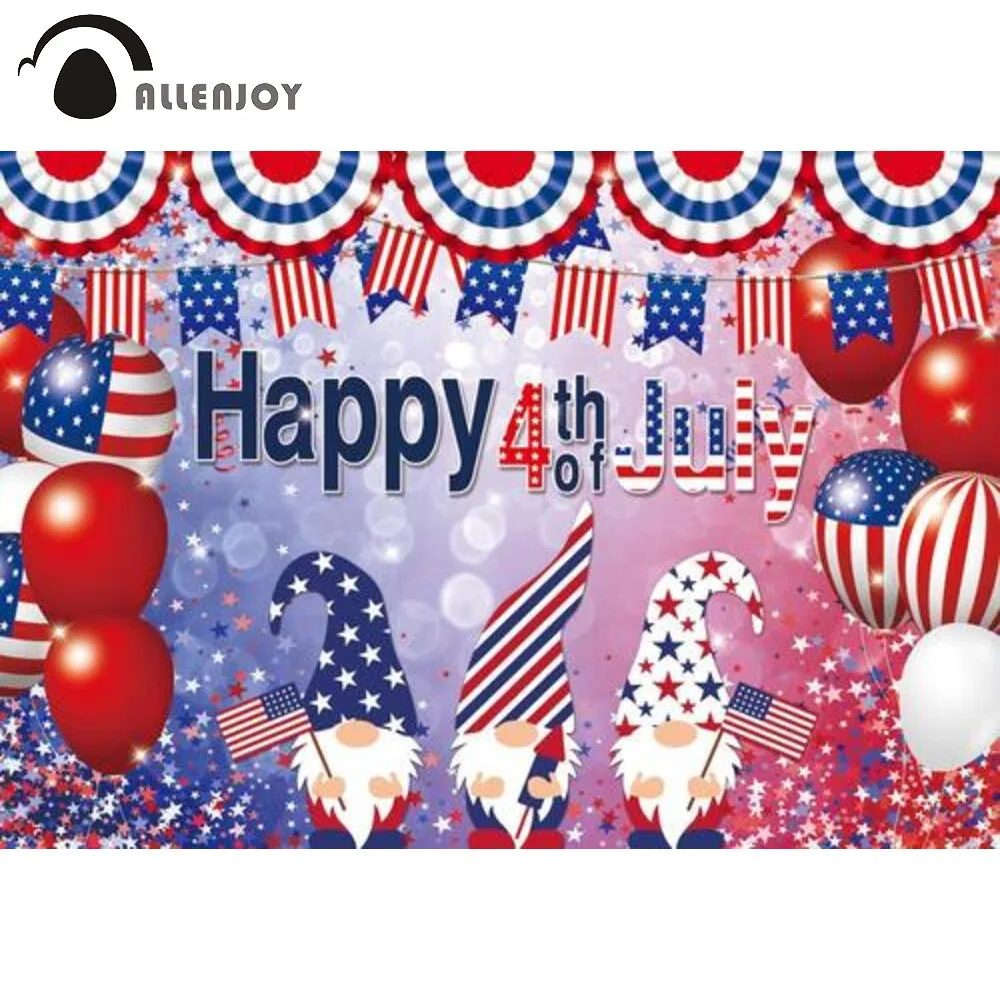 

Allenjoy Happy 4th of July Background American Independence Day Red Blue Flags Boy Party Photo Backdrop Photocall Photophone