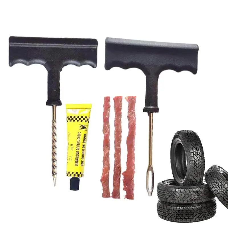 

Tire Plug Kit Strong Adhesion Rubber Cement Tire Patch Kit Tire Repair Plug Kit T-Handle String Rubber Plugs For Cars Trucks