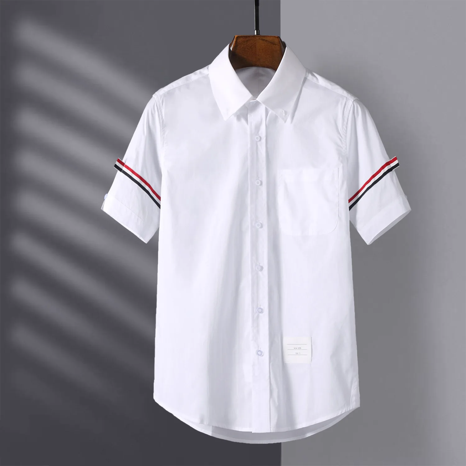 

2024 New TB Shirt Men's Summer Casual Thin Short Sleeve Slim Polo Shirt Silky Cotton Poplin Soft Breathable Youth Shirt Fashion