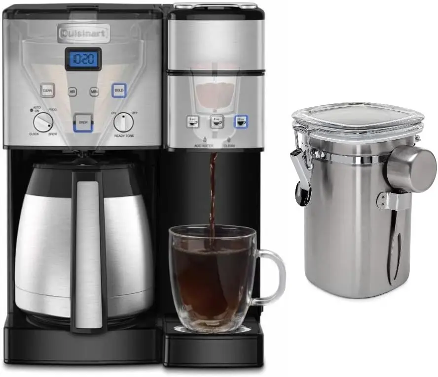 

Coffee Center 10-Cup Thermal Single-Serve Brewer Coffeemaker (Silver) Bundle with ChefWave Coffee Canister (2 Items) Falafels ma