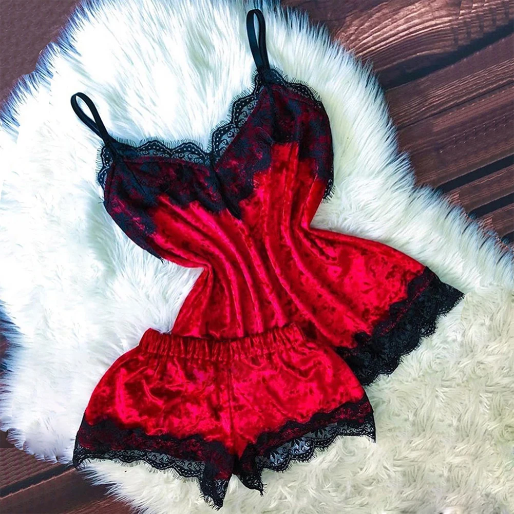New Womens Sexy Velvet Lace Sleeveless Pyjamas Set Nightwear Tops Shorts Lingerie Sleepwear Homewear Slim Fit Ladies Pajama Set
New Womens Sexy Velvet Lace Sleeveless Pyjamas Set Nightwear Tops Shorts Lingerie Sleepwear Homewear Slim Fit Ladies Pajama Set