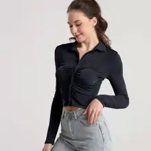 Tight Sexy Shirt for Women 2022 Spring Lapel Long Sleeve Single Breasted Female Top Folds Fluffy Green Crop Tops Slim Blouses
Tight Sexy Shirt for Women 2022 Spring Lapel Long Sleeve Single Breasted Female Top Folds Fluffy Green Crop Tops Slim Blouses