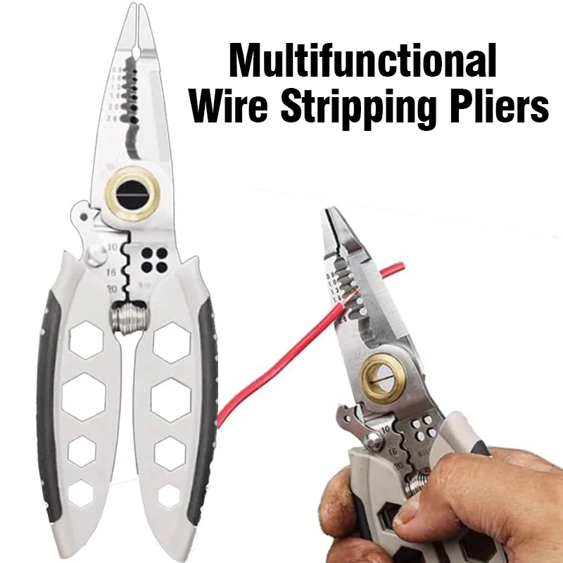 

7-inch Wire Stripper Professional Tool Electrician Crimpe Pliers For Wire Stripping Cable Cutters Hand Tool Decrustation Pliers