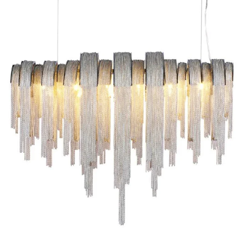 Gold Silver Aluminium Chain Chandeliers Pendant Light Atlantis LED Ceiling Chandelier Lamp Villa Hotel Restaurant Dining Lustre
Gold Silver Aluminium Chain Chandeliers Pendant Light Atlantis LED Ceiling Chandelier Lamp Villa Hotel Restaurant Dining Lustre
