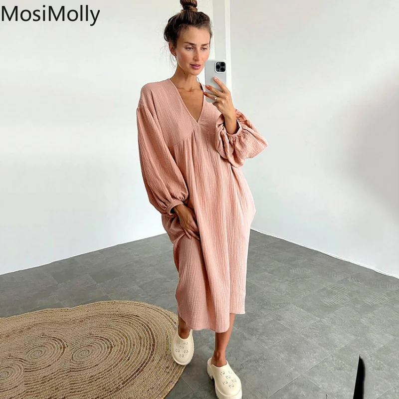 Повседневное платье MosiMolly 2023, свободное платье, Повседневное платье с V-образным вырезом, летнее платье, женское платье с пышными рукавами
Повседневное платье MosiMolly 2023, свободное платье, Повседневное платье с V-образным вырезом, летнее платье, женское платье с пышными рукавами