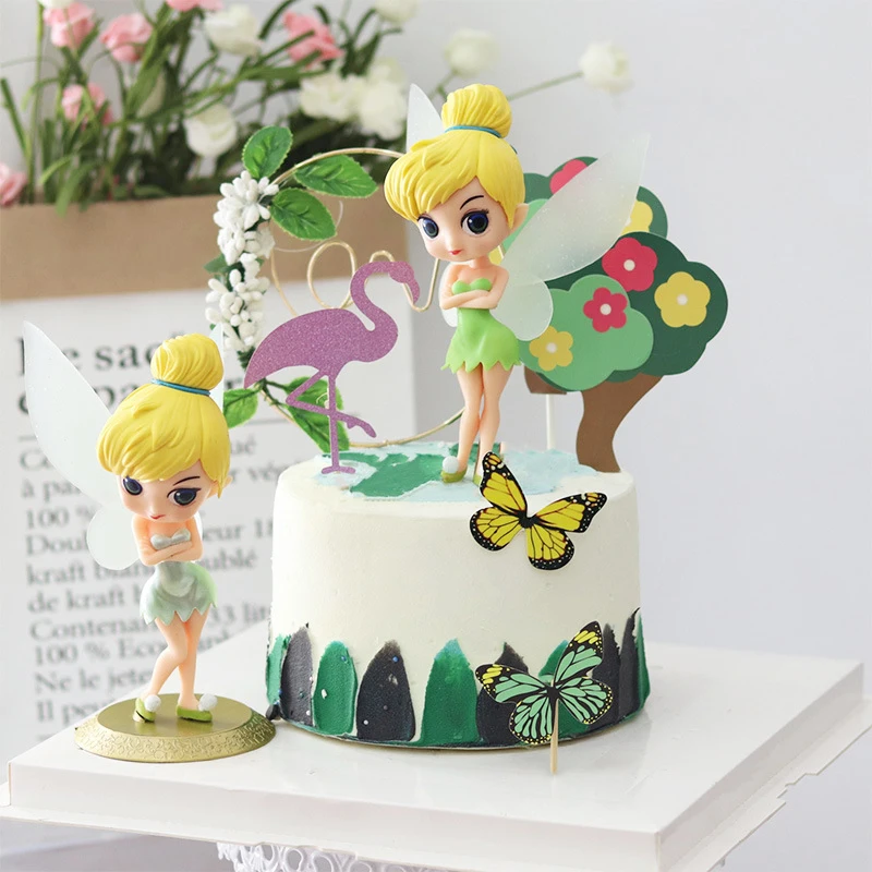 

New Disney animation Tinker Bell with base character character doll PVC sculpture series 17cm model toy gift HEROCROSS