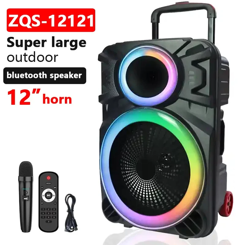 ZQS12121 12Inch Super Large Outdoor Trolley Bluetooth Speaker Subwoofer Portable Wireless Column Bass Sound with Mic FM SoundBox
ZQS12121 12Inch Super Large Outdoor Trolley Bluetooth Speaker Subwoofer Portable Wireless Column Bass Sound with Mic FM SoundBox