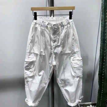 Shorts Cargo Camuflados Masculinos de Multibolsos para o Verão: Elegância e Praticidade 15 Pants Men's Summer Bunched Feet Draw Rope Overalls Spring New Fashion Streetwear Wide Leg Haren Pants Men Clothing Cargo Pants