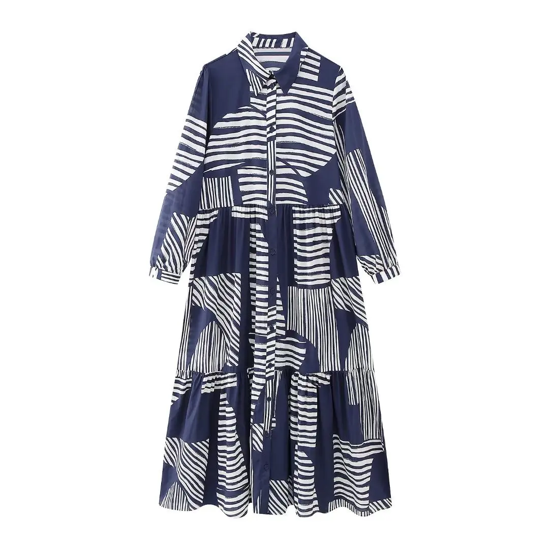 TRAF Women Vintage Contrast Color Striped Print Casual Pleat Midi Shirt Dress Female Chic Retro Buttons A Line Vestidos
TRAF Women Vintage Contrast Color Striped Print Casual Pleat Midi Shirt Dress Female Chic Retro Buttons A Line Vestidos