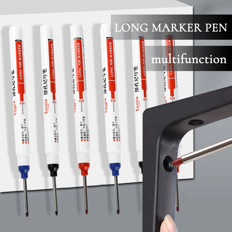 

1/3Pcs/Set 30mm Long Head Marker Pens Multi-purpose Bathroom Woodworking Decoration Deep Hole Marker Pen Red/Black/Blue Tools