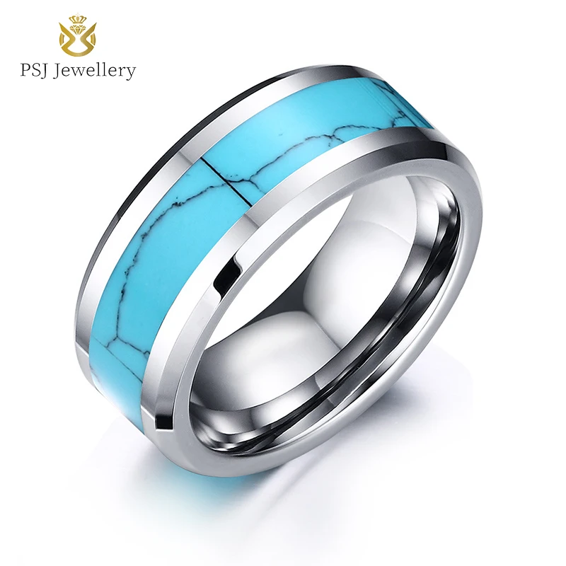 PSJ Fashion Male Jewelry 8MM Turquoise Inlay Bevel Edge Tungsten Carbide Rings for Men Wedding
PSJ Fashion Male Jewelry 8MM Turquoise Inlay Bevel Edge Tungsten Carbide Rings for Men Wedding