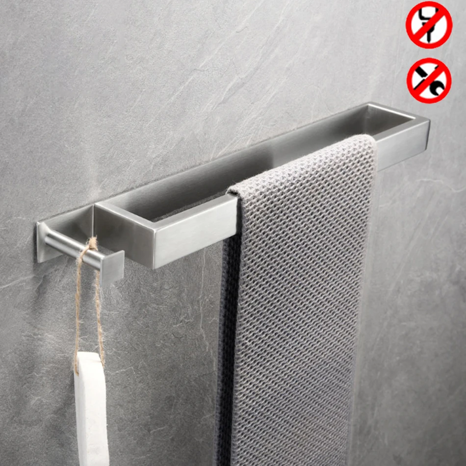 Adhesive Towel Bar with Hook 304 Stainless Steel Brushed Black Wall Mount Kitchen Lavatory Bathroom Towel Bar Holder Hanger Rail
Adhesive Towel Bar with Hook 304 Stainless Steel Brushed Black Wall Mount Kitchen Lavatory Bathroom Towel Bar Holder Hanger Rail
