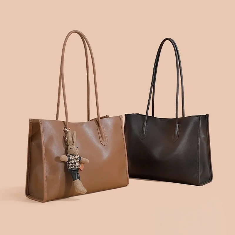 

Autumn New Leather Tote Bag Large Light Luxury Capacity Advanced Sense Exquisite Niche Cowhide Underarm Shoulder Bag Briefcase