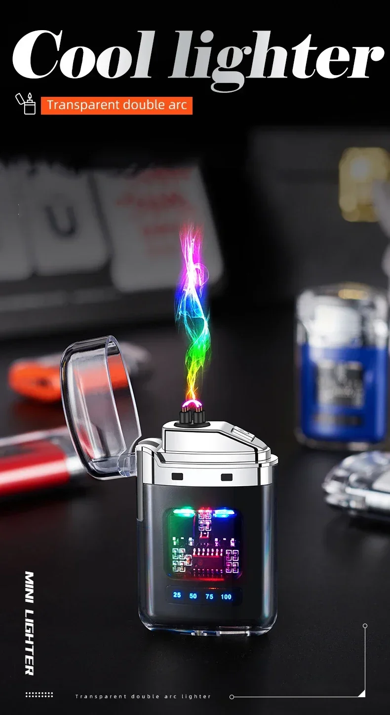 Encendedor eléctrico de doble arco a prueba de viento para exteriores, encendedor recargable por USB, pantalla de batería de Plasma tipo C, regalos para hombres 7 Encendedor eléctrico de doble arco Encendedor eléctrico de doble arco a prueba de viento para exteriores, encendedor recargable por USB, pantalla de batería de Plasma tipo C, regalos para hombres » Encendedor eléctrico de doble arco