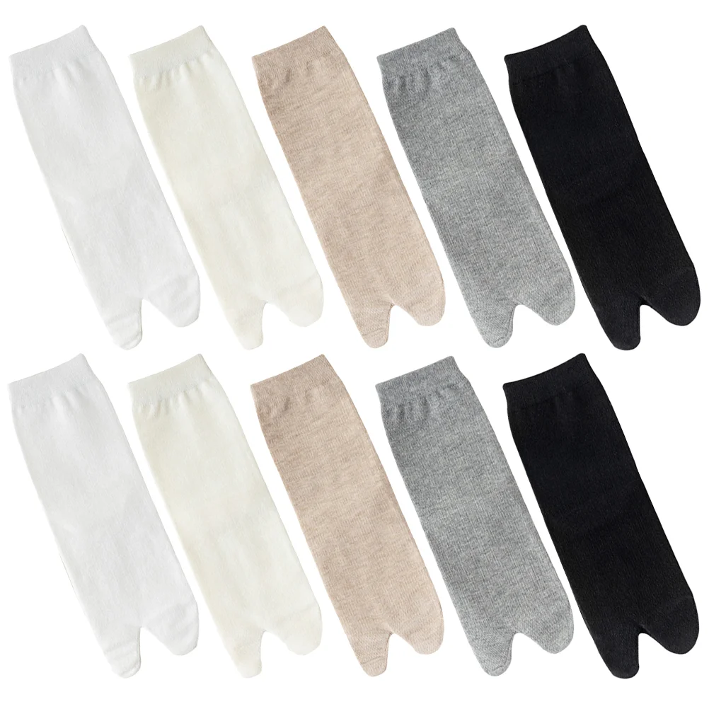 

5 Pairs House Men's Cotton Socks For Women Tabi Split Toe Japanese Women Leg Warmers Cotton Elastic Boy