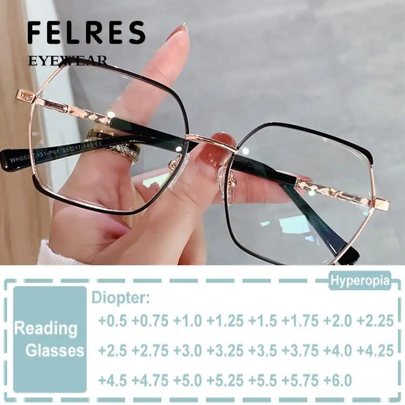 

Square Polygon Computer Glasses Women Men Fashion Anti Reflective Blue Ray Protection Reading Glasses Presbyopia Eyeglasses