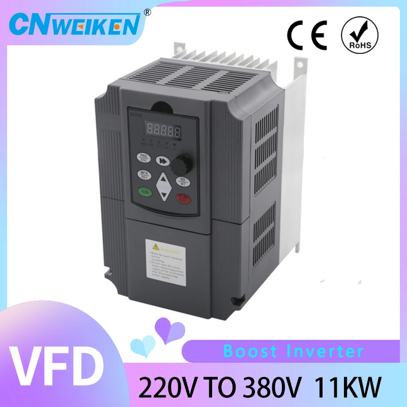 

AC 220V to 380V 7.5KW/11kw 3 phase input frequency inverter drives for motor Speed Control AC VFD frequency converter