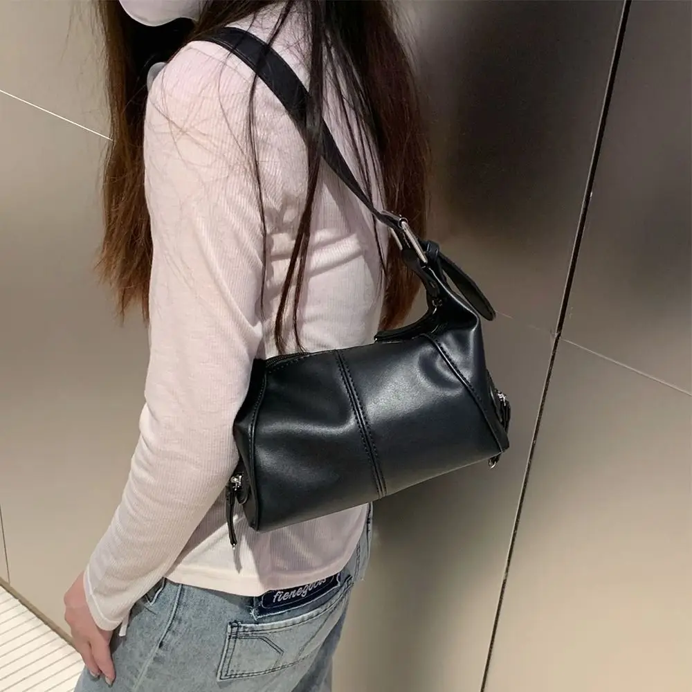 

Сумка из искусственной кожи для боулинга, однотонная миниатюрная сумка-тоут Бостон в корейском французском стиле для подмышек, дорожная сумочка
