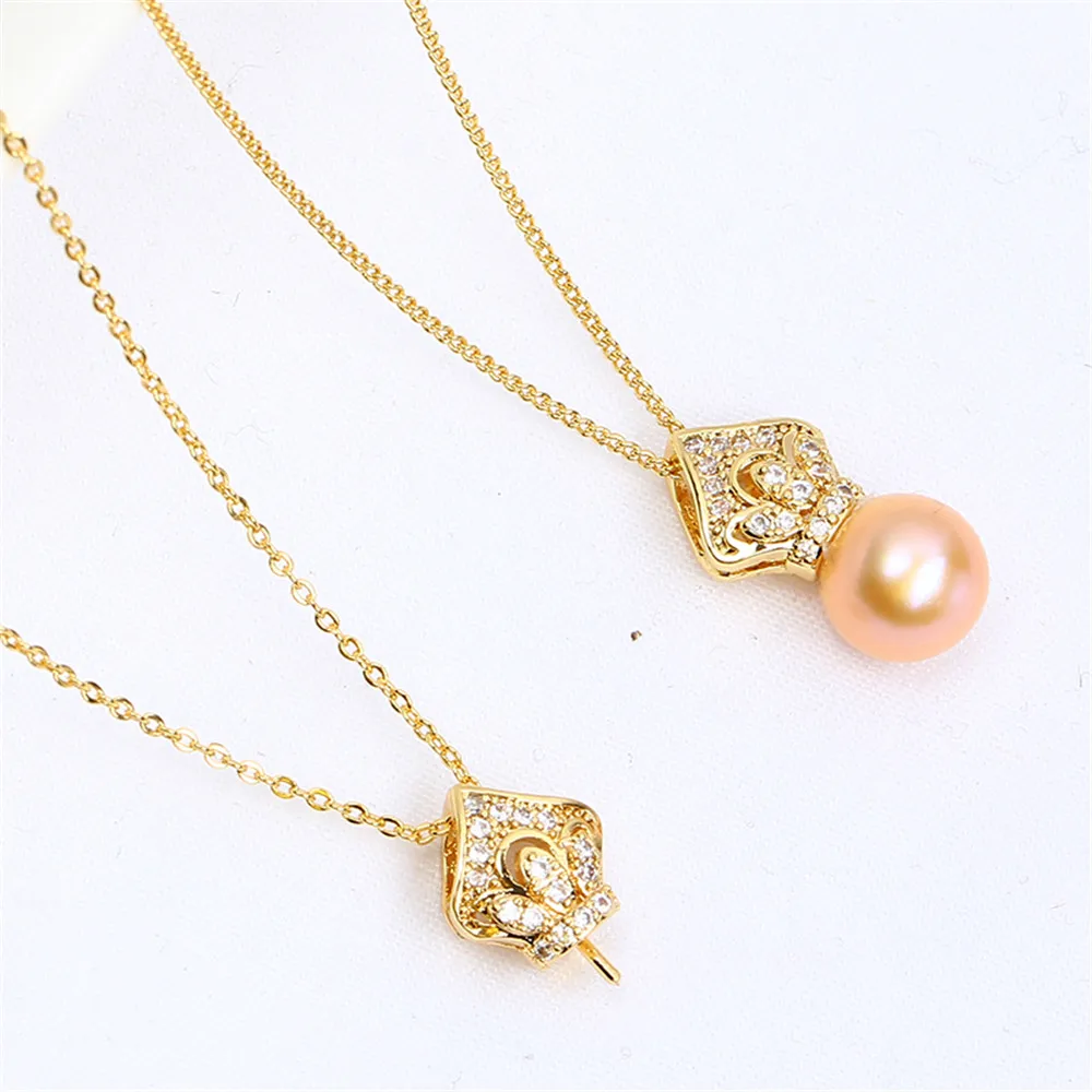 Domestically Produced 14k Gold Color Crown Pearl Zircon Necklace Pendant with DIY Empty Holder Accessories, Atmospheric
Domestically Produced 14k Gold Color Crown Pearl Zircon Necklace Pendant with DIY Empty Holder Accessories, Atmospheric
