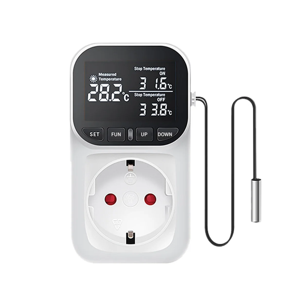 

Digital Temperature Controller,Reptile Thermostat Timer Switch Plug with Sensor for Home, Greenhouse Aquaculture EU Plug