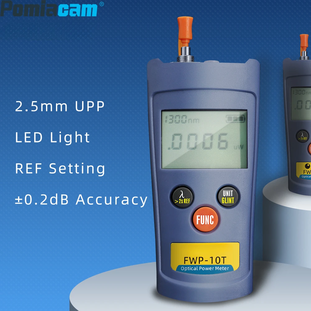 FWP-10T/C LED light FTTH Fiber Optical Power Meter Optic Cable Tester -70~+6/ -50~+26dBm OPM 2.5mm universal FC/SC/ST Connector
FWP-10T/C LED light FTTH Fiber Optical Power Meter Optic Cable Tester -70~+6/ -50~+26dBm OPM 2.5mm universal FC/SC/ST Connector