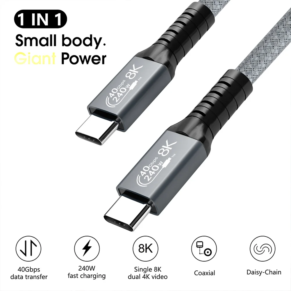 Usb 4.0 Data Cable Type C Double-headed 8k Cable 40gbps Pd 240w Fast Charging Cable
Usb 4.0 Data Cable Type C Double-headed 8k Cable 40gbps Pd 240w Fast Charging Cable