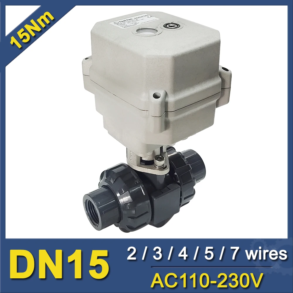 

DN15 Electric Water Valve Plastic True Union BSP, NPT Glue End 110V to 230V Electric motor control valve CE certifed metal gears