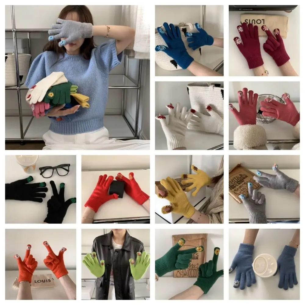 Touch Screen Daisy Knitted Gloves Winter Thicken Full Finger Warm Mittens Windproof Plush Thick Outdoor
Touch Screen Daisy Knitted Gloves Winter Thicken Full Finger Warm Mittens Windproof Plush Thick Outdoor