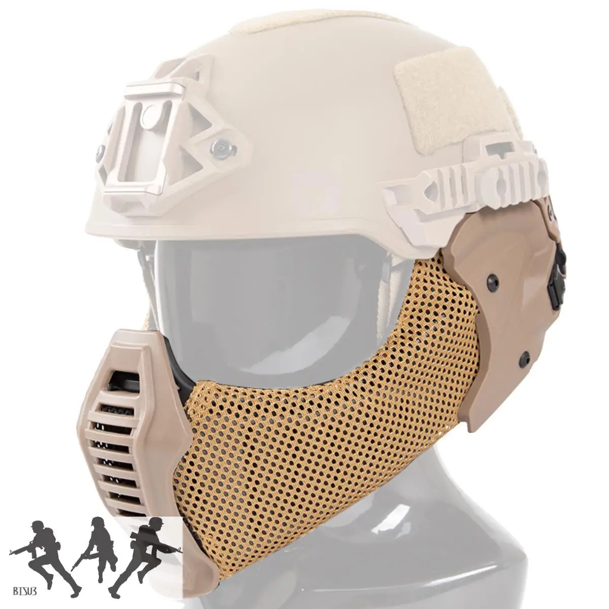 FMA Gunsight Mandible Tactical Half Face Mask for EX Helmet Side Guide Rail Ear and face protection integrated protective mask
FMA Gunsight Mandible Tactical Half Face Mask for EX Helmet Side Guide Rail Ear and face protection integrated protective mask