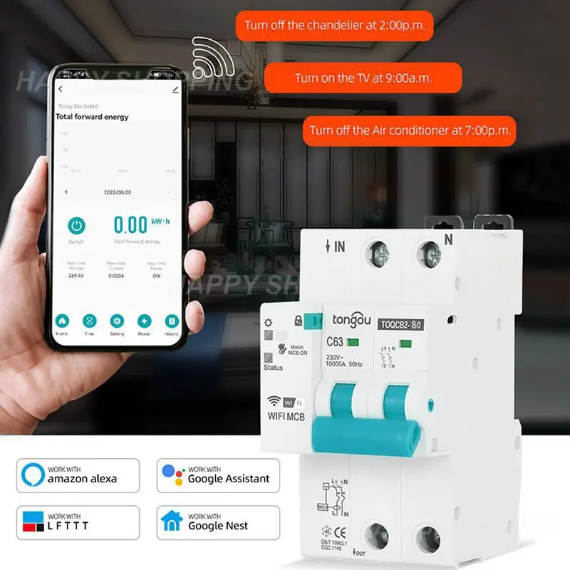 YCB9ZF-100W 2P Smart Circuit Breaker WiFi Short Circuit Protection Timed Smart Reclosing Switch Remote Control
YCB9ZF-100W 2P Smart Circuit Breaker WiFi Short Circuit Protection Timed Smart Reclosing Switch Remote Control