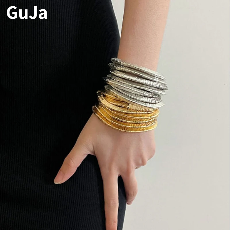 

Modern Jewelry Popular Design Multi Layers Metal Stretch Bracelets For Women Party Gifts Fine Accessories 2024 Trend New