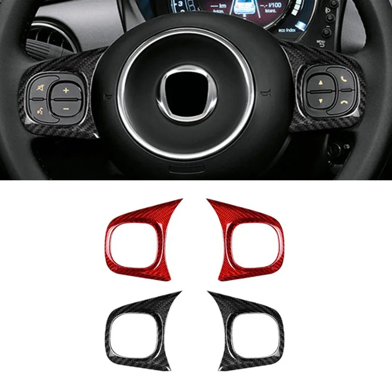 

Наклейка из настоящего твердого углеродного волокна для Fiat 500 Abarth 595 2020 2021 2022 2023 кнопки рулевого колеса автомобиля аксессуары для внутренней отделки