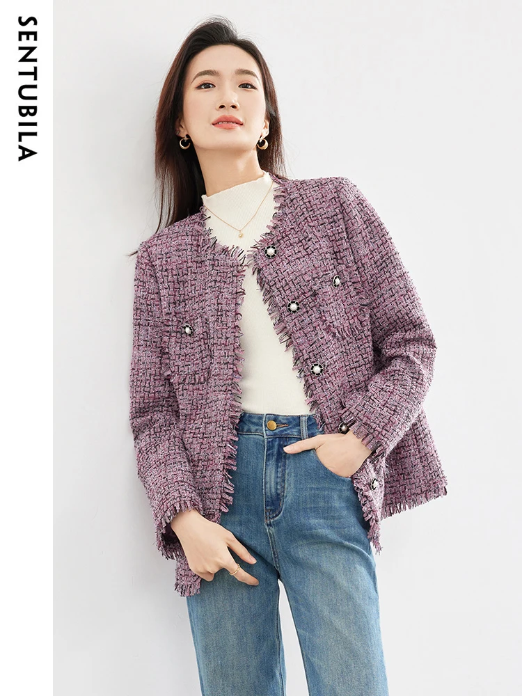 Sentubila Plaid Jacket for Women 2024 Winter Warm Single-Breasted O-Neck Raw Edge Jackets Tops Loose Outwear Female 134W52804
Sentubila Plaid Jacket for Women 2024 Winter Warm Single-Breasted O-Neck Raw Edge Jackets Tops Loose Outwear Female 134W52804