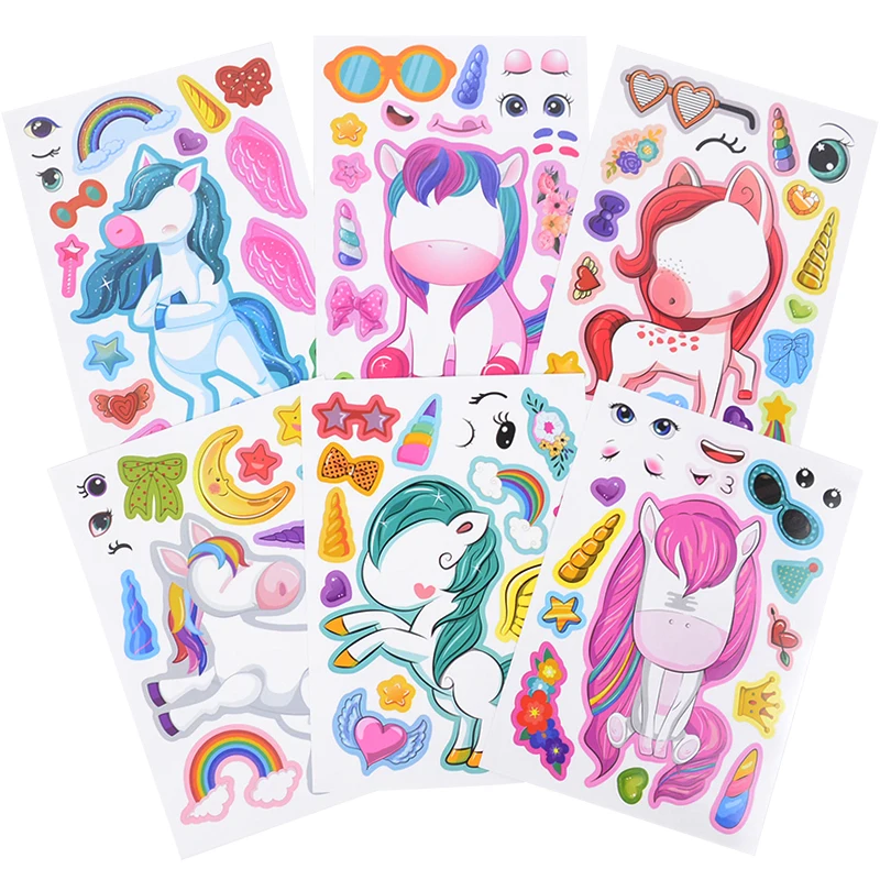 

6/12sheets Cute Unicorn Stickers Birthday Baby Shower Children's Day Gift DIY Decorative Game Props Unicorn Theme Party Supplies