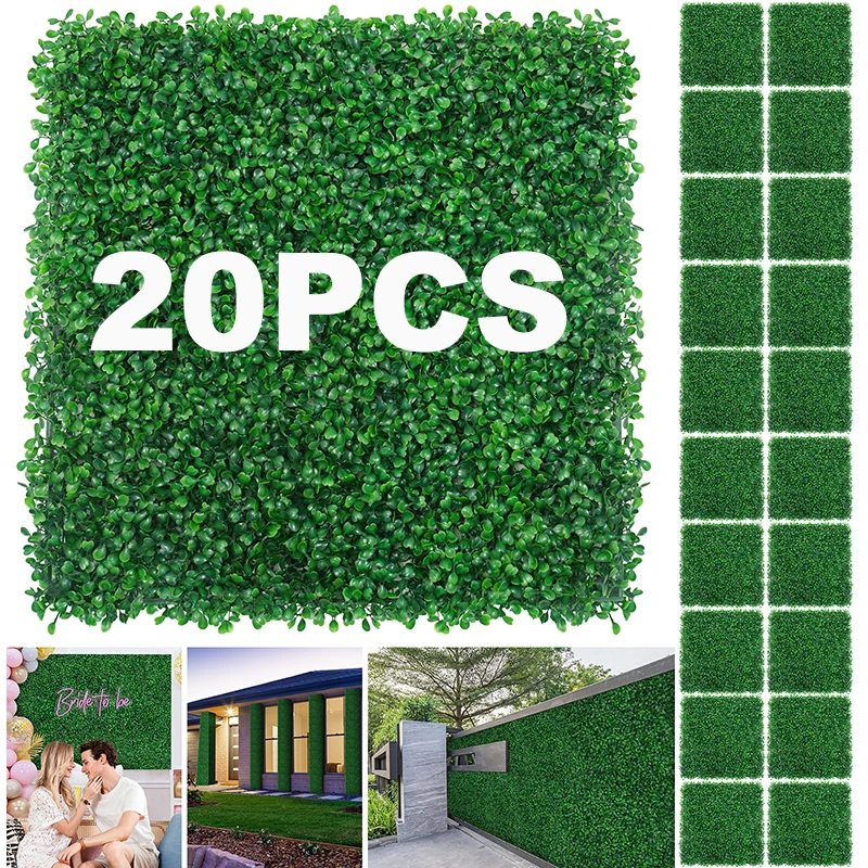 

Boxwood Hedge Wall Panel Artificial Greenery Grass Topiary Plant UV Protected Privacy for Garden Backyard Wedding Backdrop Decor