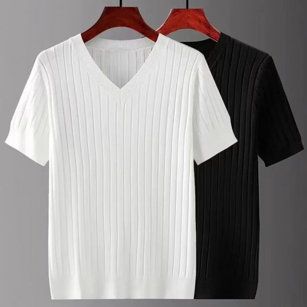 Men Short-sleeve Knitted Top Men's Summer V-neck Ice Silk Knit Pullover Lightweight Breathable Stylish Sport Top for Daily Wear
Men Short-sleeve Knitted Top Men's Summer V-neck Ice Silk Knit Pullover Lightweight Breathable Stylish Sport Top for Daily Wear