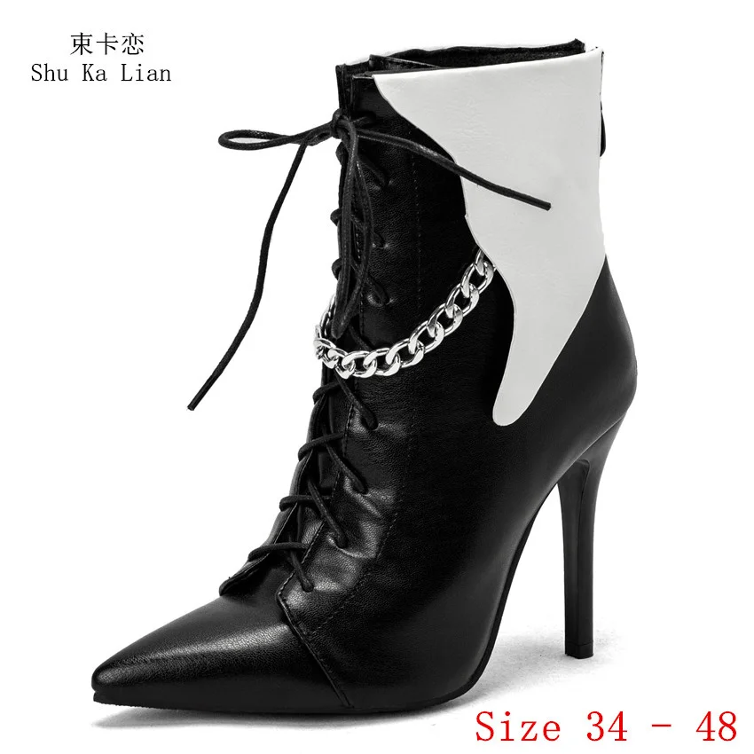 

Spring Autumn Women Ankle Boots Woman Short Boots Ladies High Heel Shoes botas Plus Size 34 - 40 41 42 43 44 45 46 47 48