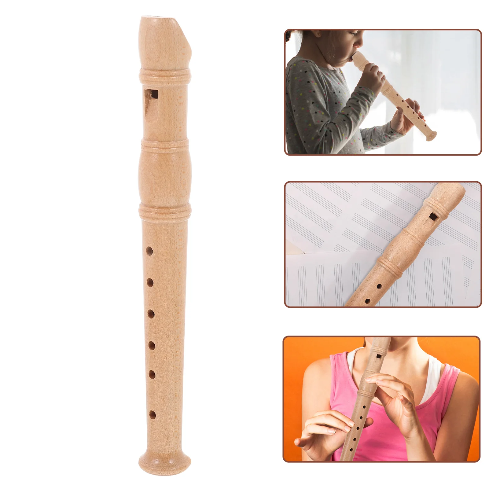 

Recorder Wooden Playset Kids Clarinet Wear Resistant Convenient Wooden Children’s Flutes Clarinet 6-hole Clarinet Soprano