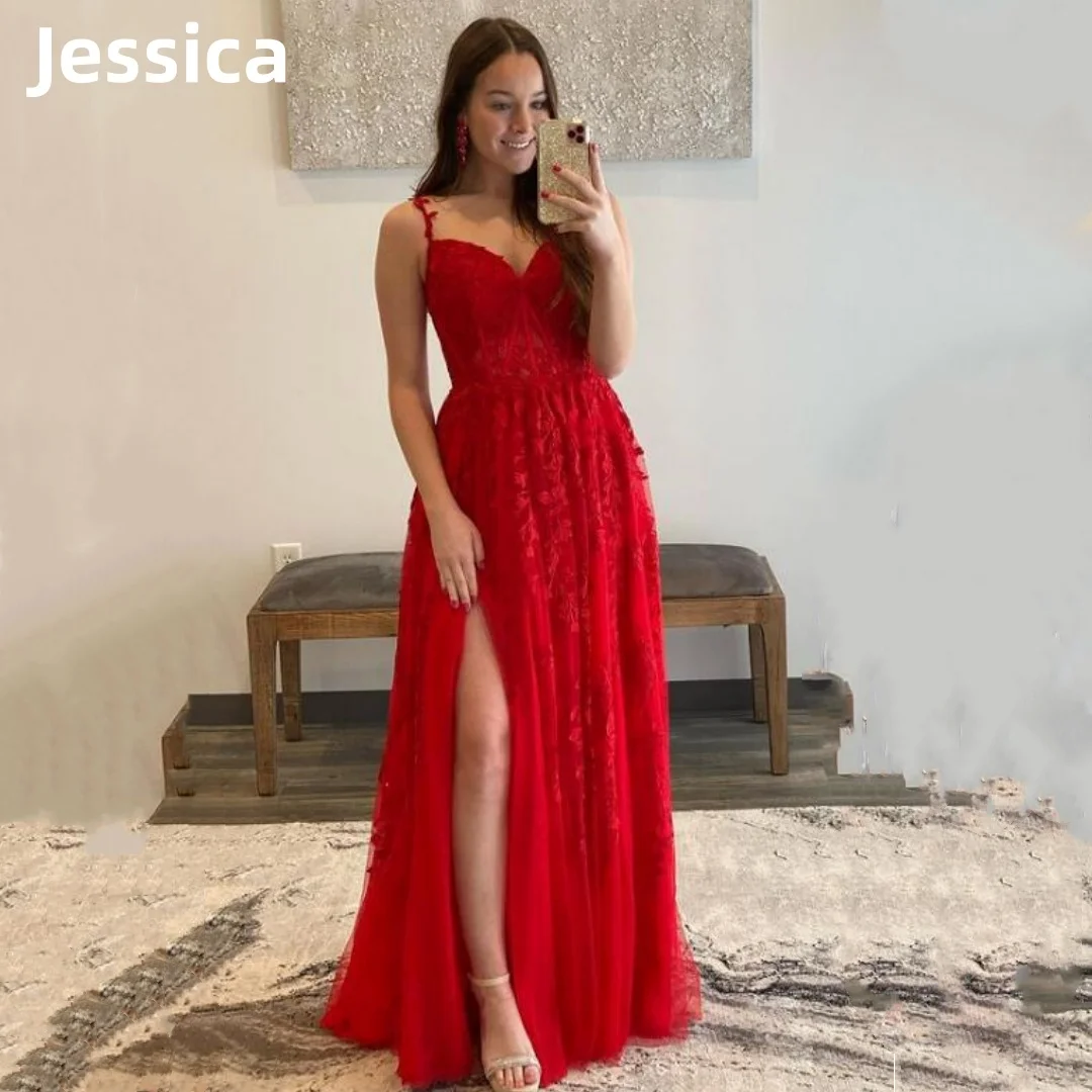 

Jessica Red Embroidery Prom Dresses Wedding Dress Tulle A-line Evening Dresses Princess Coming Of Age Ceremony party dress