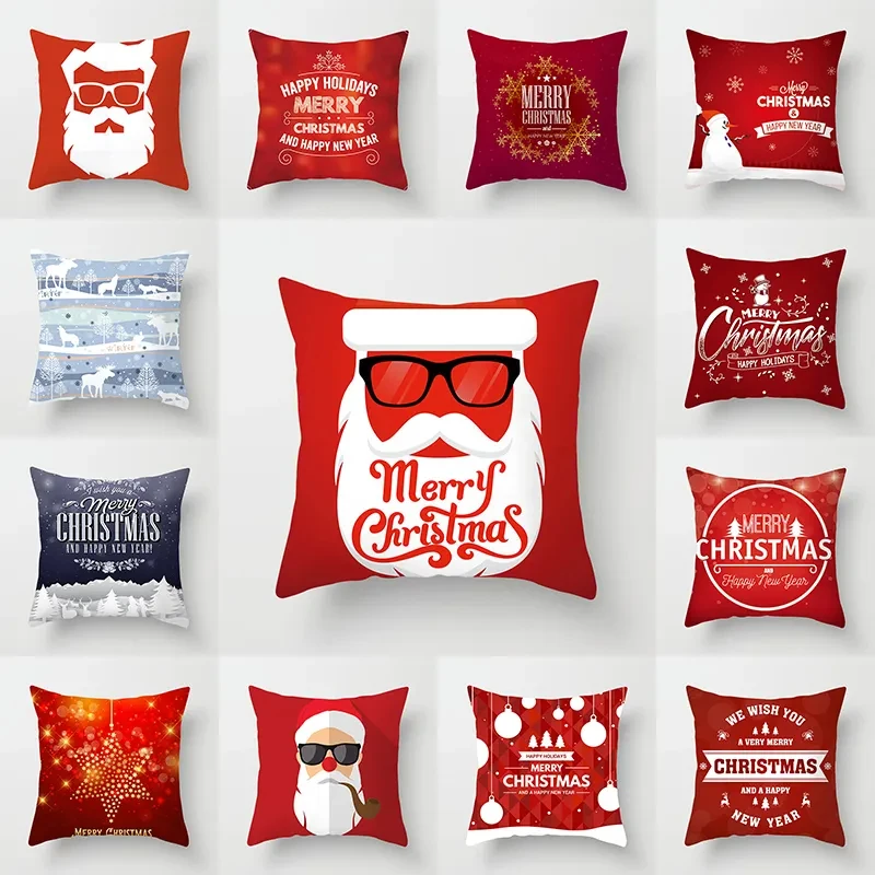 

Merry Christmas Pillowcase New Year Decor Letter Pillow Cover Sofa Santa Claus Cushion Cover Car Office Decor 45x45cm 2024 F1875