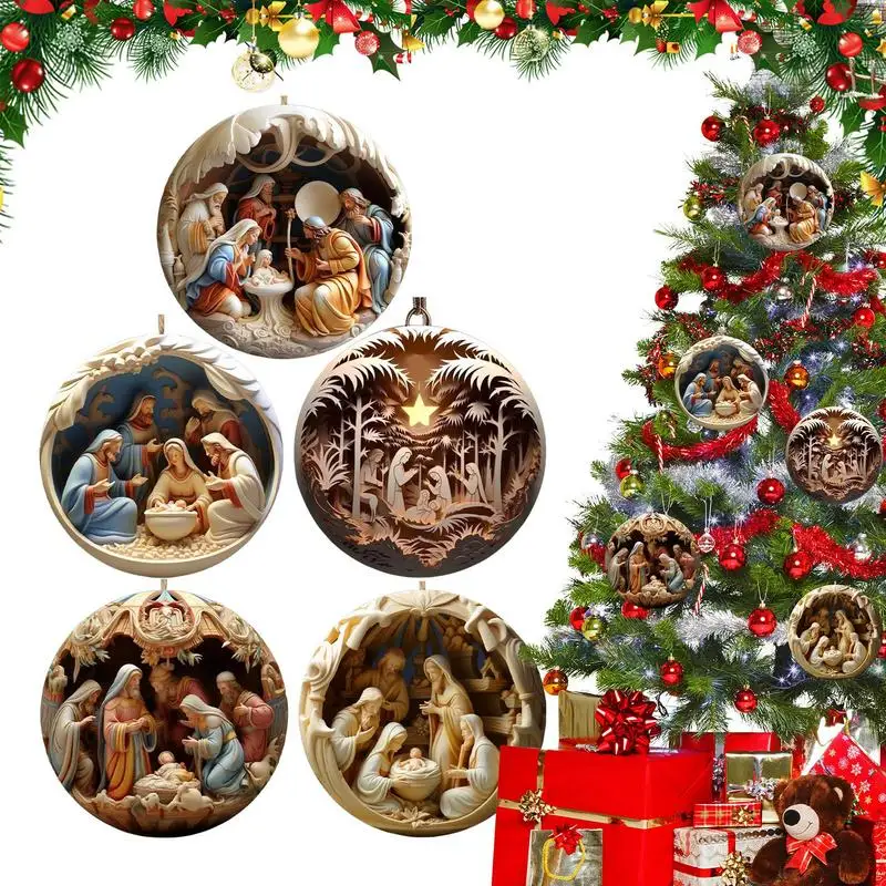5pcs Nativity Keepsake Religious Ornaments Exquisite Acrylic Christmas Tree decoration Home And Office Flat printing pendants
5pcs Nativity Keepsake Religious Ornaments Exquisite Acrylic Christmas Tree decoration Home And Office Flat printing pendants
