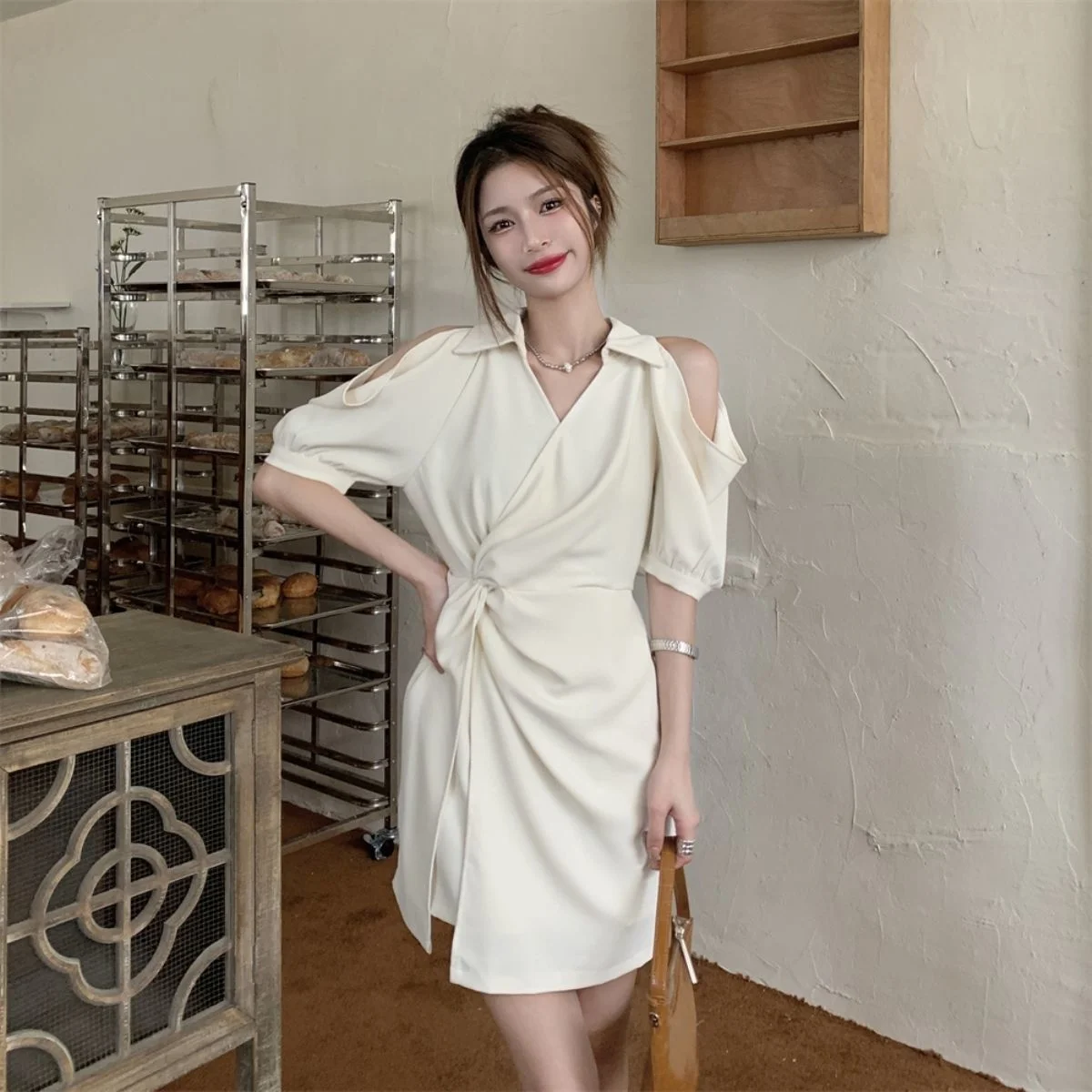 

Fat Mm300 Catty Oversized Dress Elegant For Women's Summer New Style Off Shoulder Twisted Waist Slimming A-line Skirt Fashion