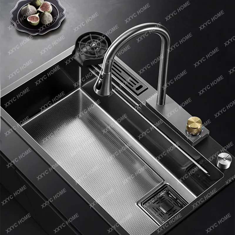 

Water Tank Single Slot 304 Stainless Steel Kitchen Sink Large Single Groove Household Nano Vegetable Washing Basin