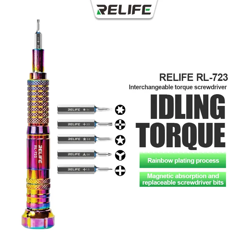 RELIFE RL-723 Color-Plated Screwdriver Set Tool with Interchangeable Heads,for Electronic Device Repairs Including Mobile Phones
RELIFE RL-723 Color-Plated Screwdriver Set Tool with Interchangeable Heads,for Electronic Device Repairs Including Mobile Phones