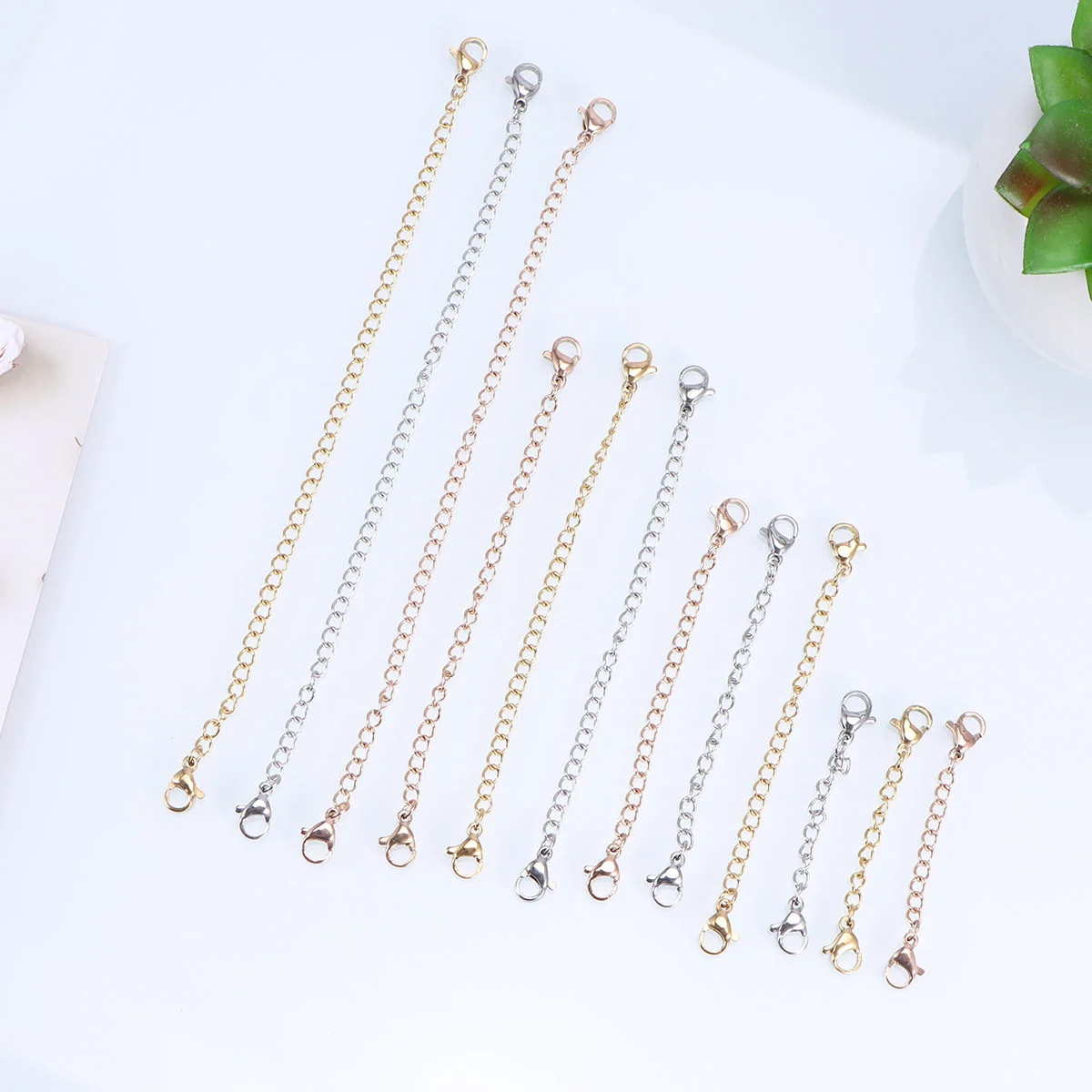 

12 PCS Rose Gold Necklace Women's The Chain with Lobster Clasp at Both Ends Necklace Extension