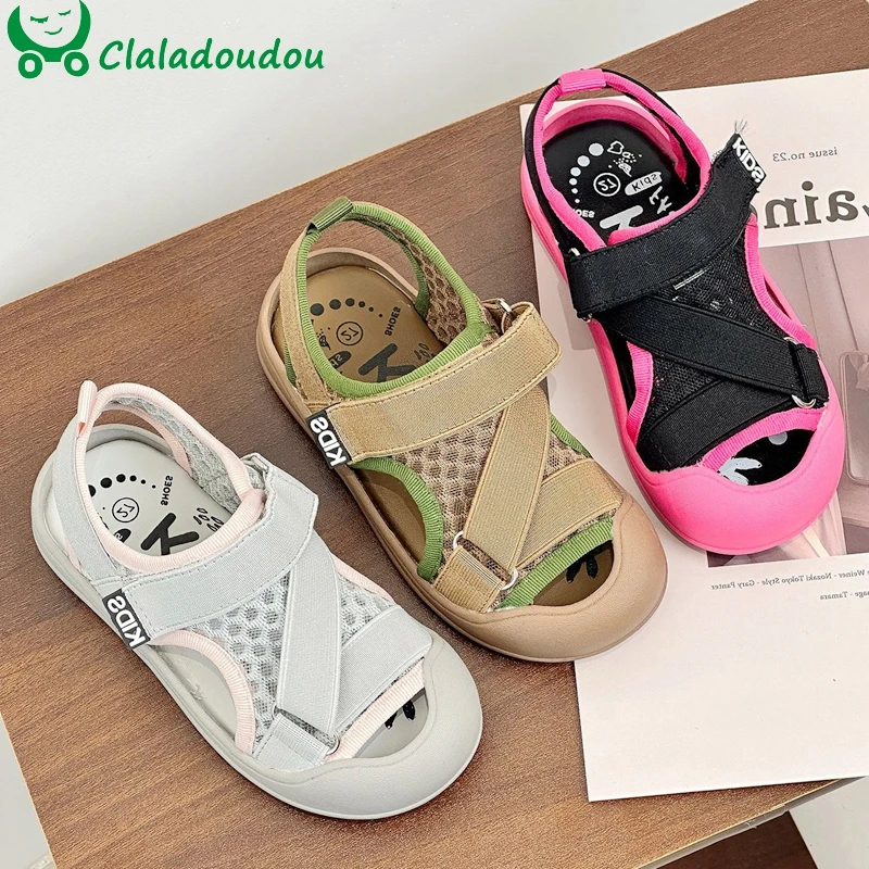 

Fashion Kids Barefoot Shoes Closed Toe Children's Beach Water Shoes Soft Mesh Sandals Kid Casual Sneaker Sandal For 2 to 5 years