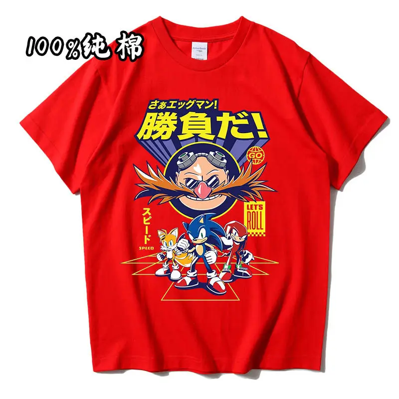 تي شيرت صيفي للأطفال مصنوع من القطن بنسبة 100% بتصميم كارتوني مطبوع عليه صورة سونيك للأولاد والبنات تي شيرت كاجوال فضفاض بأكمام قصيرة تي شيرت صيفي للأطفال مصنوع من القطن بنسبة 100% بتصميم كارتوني مطبوع عليه صورة سونيك للأولاد والبنات تي شيرت كاجوال فضفاض بأكمام قصيرة